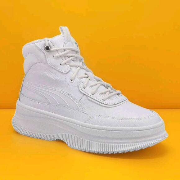 PUMA Women's Mayra Sneaker Boot High 10.5 Puma White-puma White-puma Silver New - Picture 1 of 9